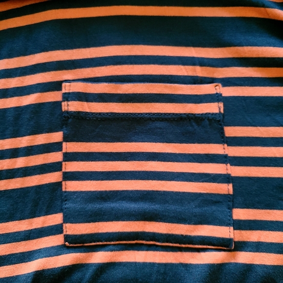 LLR LuLaRoe Carly Striped Navy Blue & Orange Maxi Dress Sz L - Picture 3 of 6